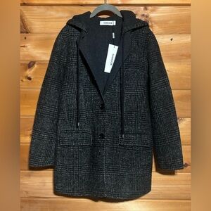 NWT THAKOON WOOL BLEND HOODED COAT SIZE SMALL IN CHARCOAL